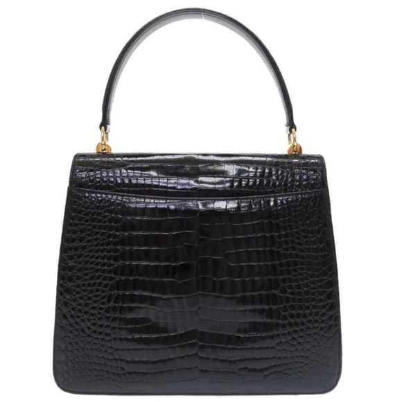 Gucci Crocodile Croco Black Handbag Old Gucci - Picture 2 of 9